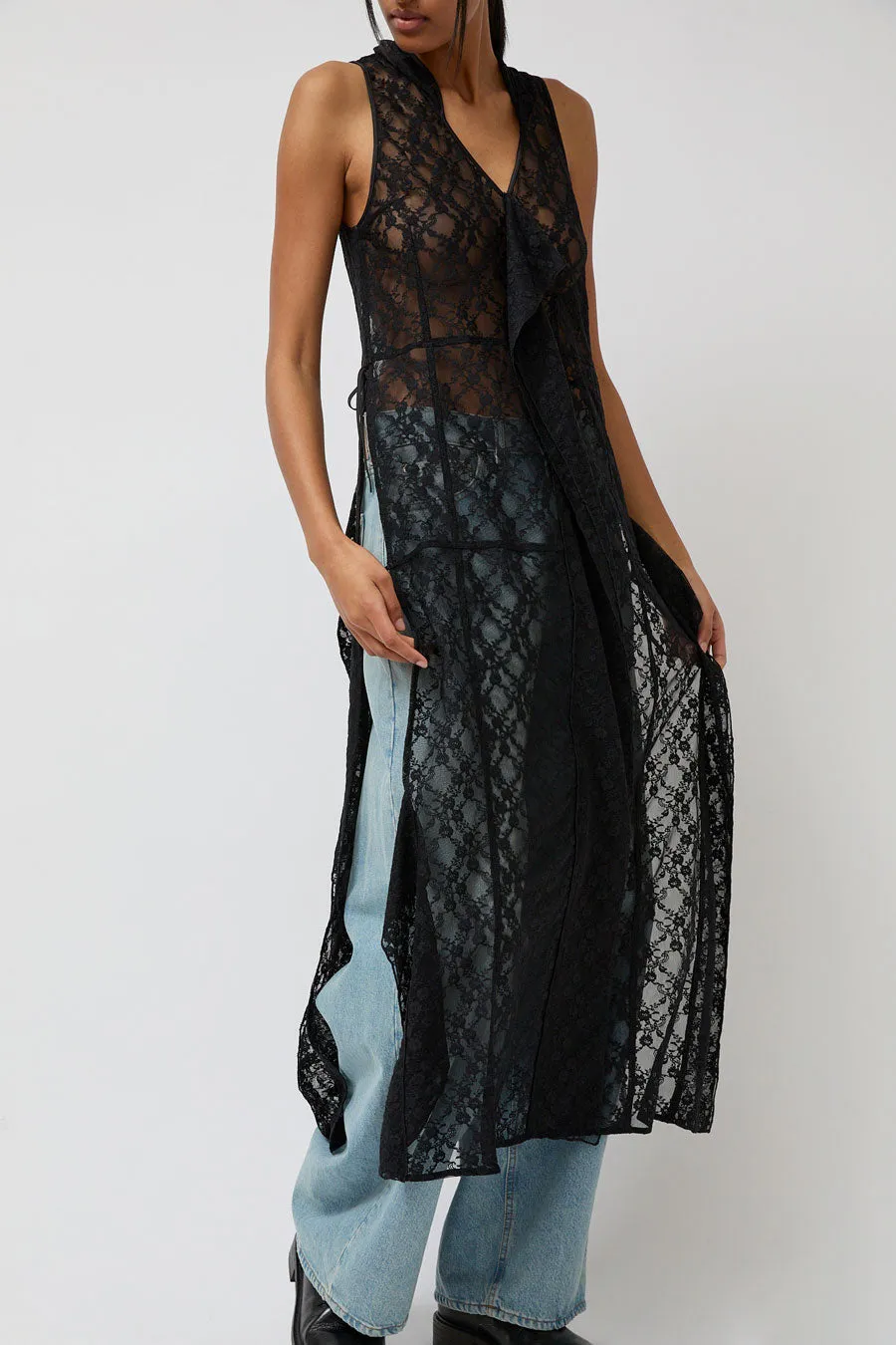 Anggae Lace Hooded Layering Dress in Black sold by No. 6 product image thumbnail 3