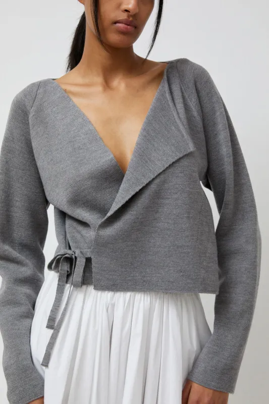 Anggae Ballet Trainer Wrap Cardigan in Grey sold by No. 6