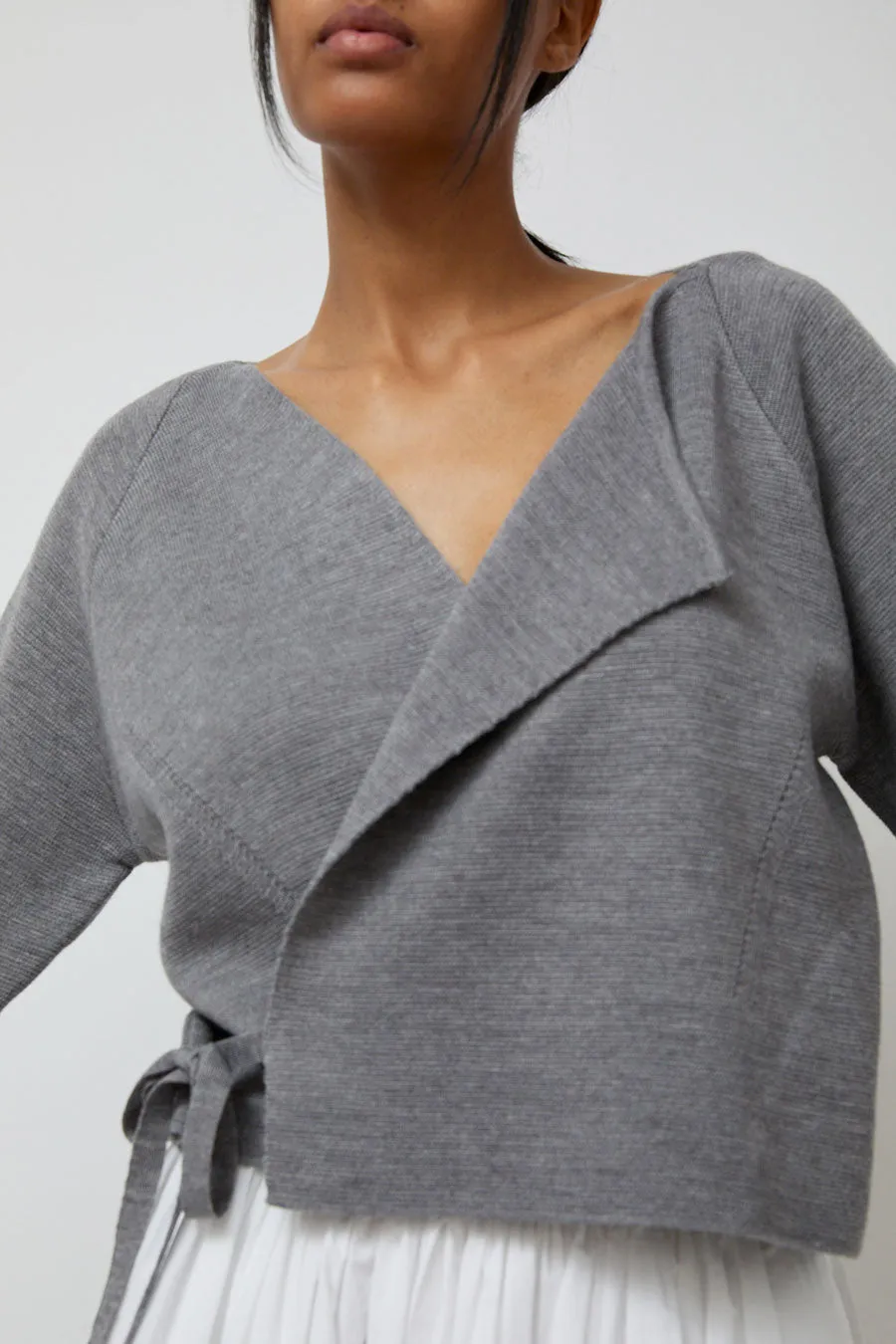 Anggae Ballet Trainer Wrap Cardigan in Grey sold by No. 6 product image thumbnail 3