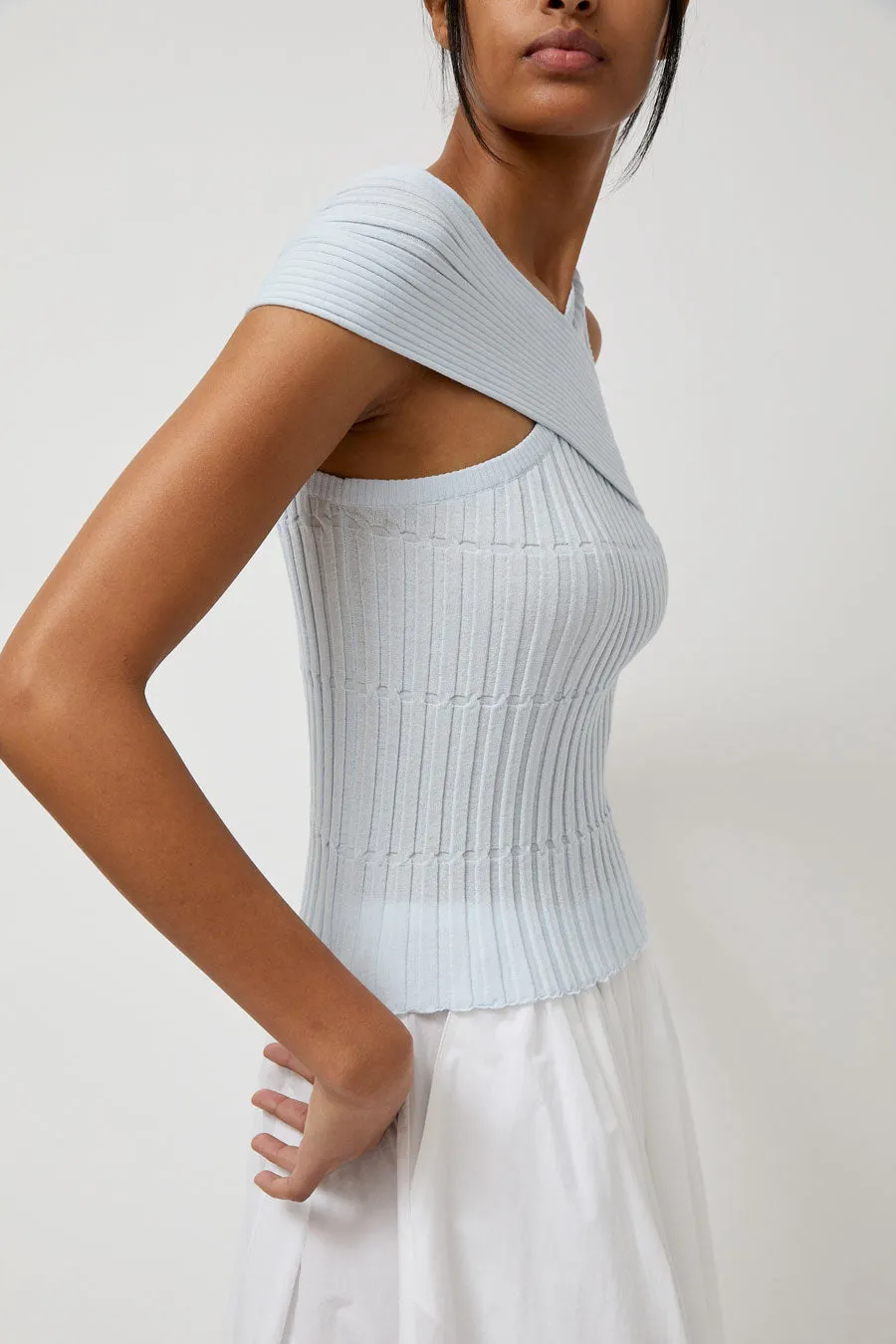 Anggae Crafted Rib Crossed Top in Blue sold by No. 6 product image thumbnail 4