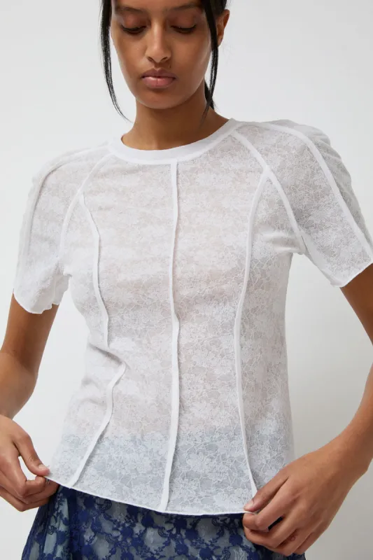 Anggae Lace Scuba T-Shirt in White sold by No. 6