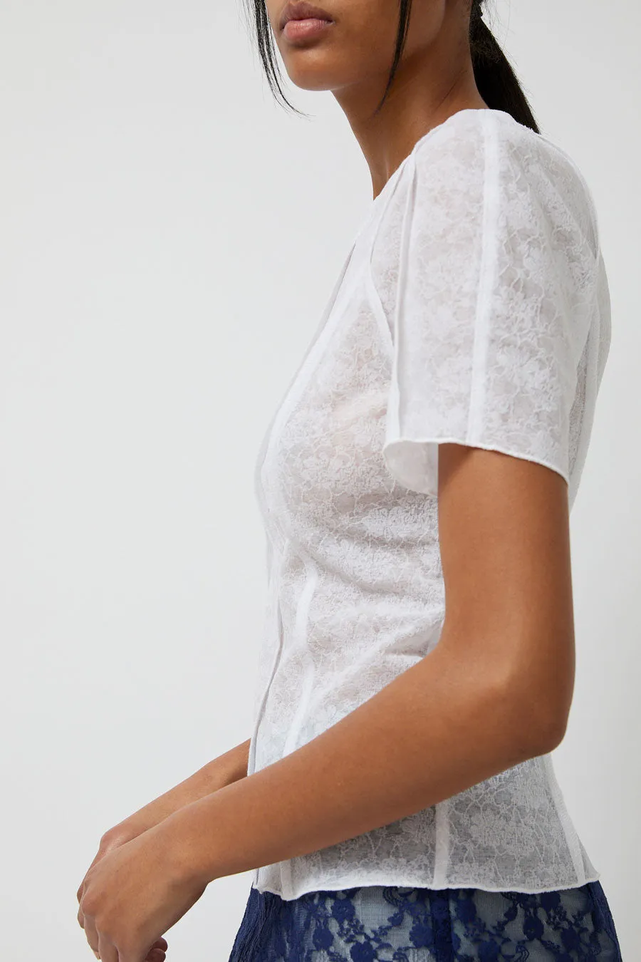 Anggae Lace Scuba T-Shirt in White sold by No. 6 product image thumbnail 2