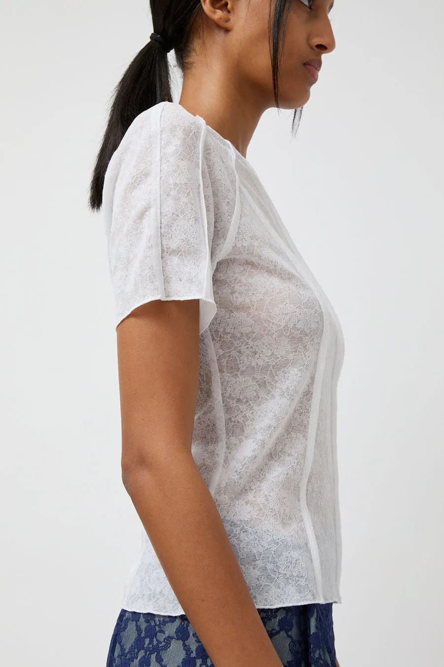 Anggae Lace Scuba T-Shirt in White sold by No. 6 product image thumbnail 3