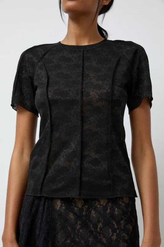 Anggae Lace Scuba T-Shirt in Black sold by No. 6