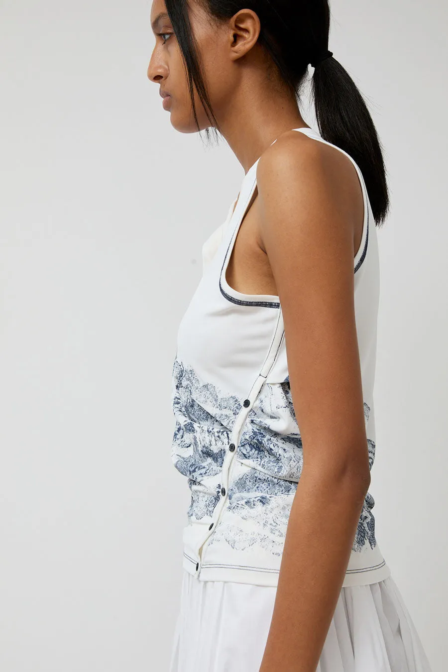 Anggae Lace Printed Draped Jersey Sleeveless Top in White sold by No. 6 product image thumbnail 4