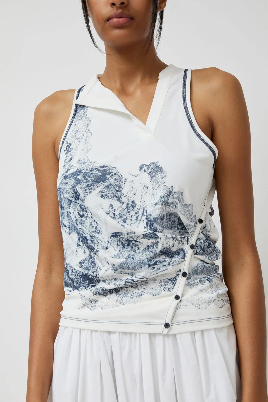 Anggae Lace Printed Draped Jersey Sleeveless Top in White sold by No. 6 product image thumbnail 5