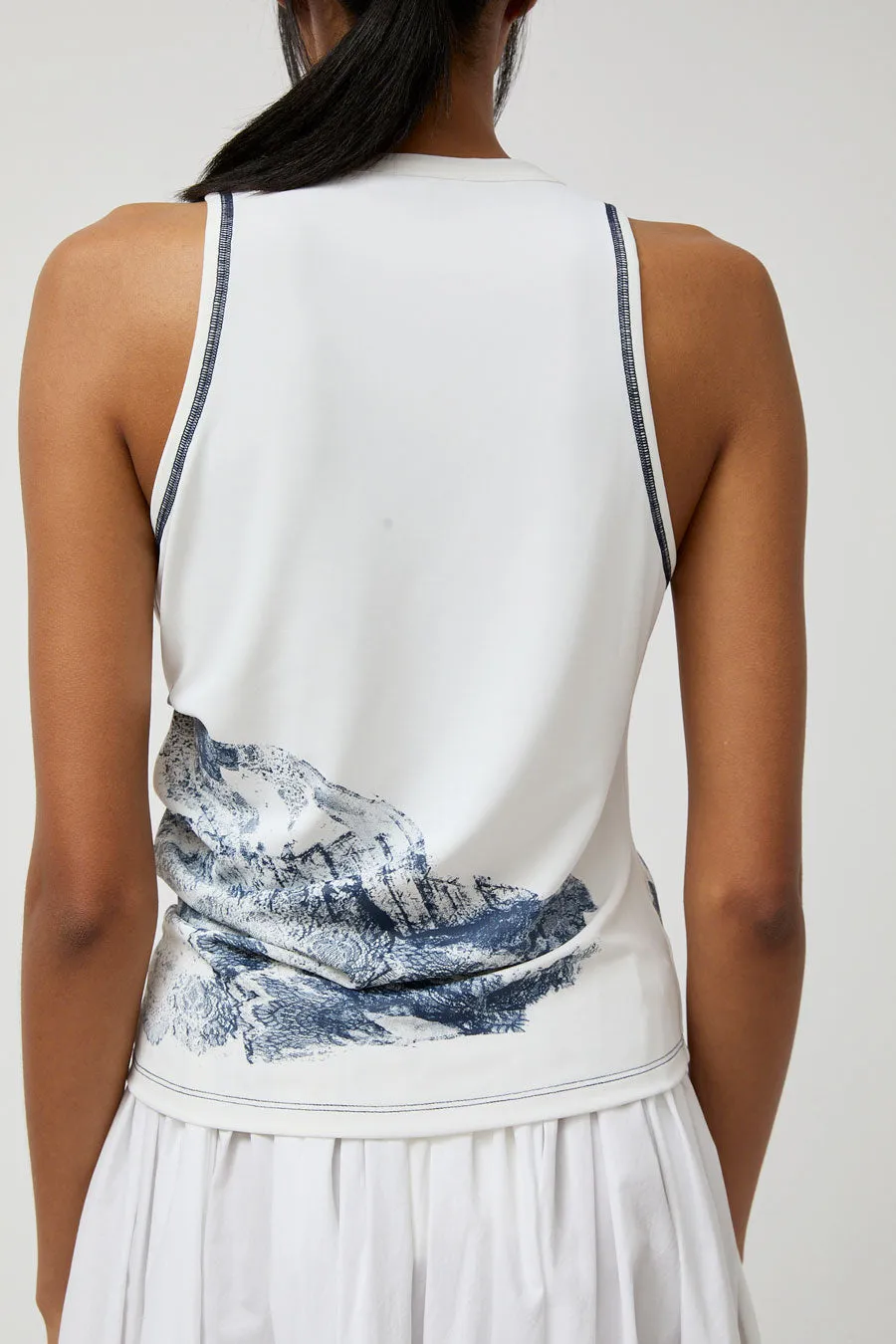 Anggae Lace Printed Draped Jersey Sleeveless Top in White sold by No. 6 product image thumbnail 3