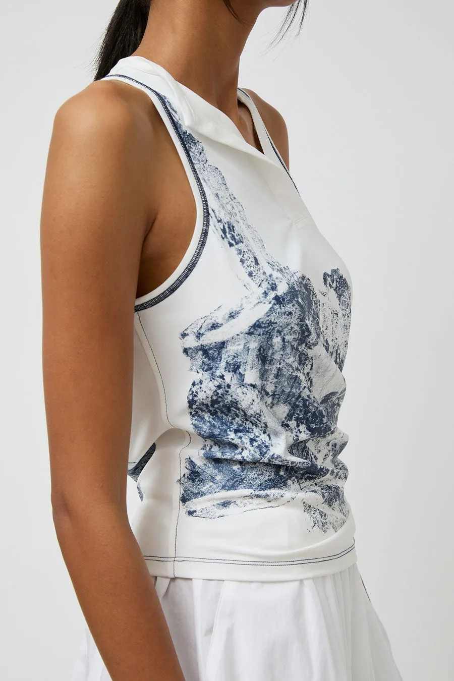 Anggae Lace Printed Draped Jersey Sleeveless Top in White sold by No. 6 product image thumbnail 2