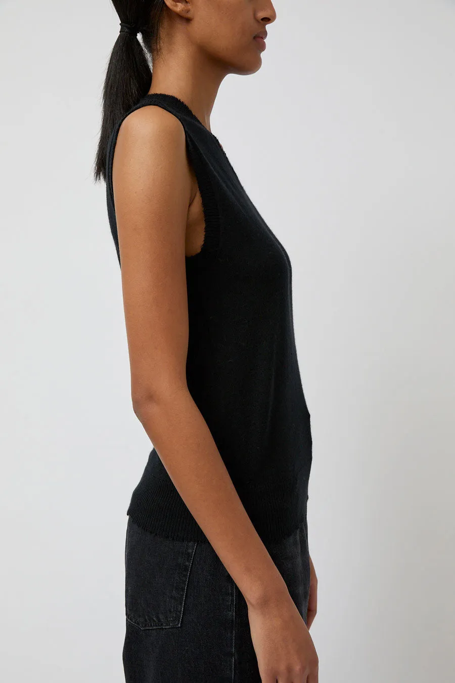 6397 Wool and Cashmere Shrunken Vest in Black sold by No. 6 product image thumbnail 3