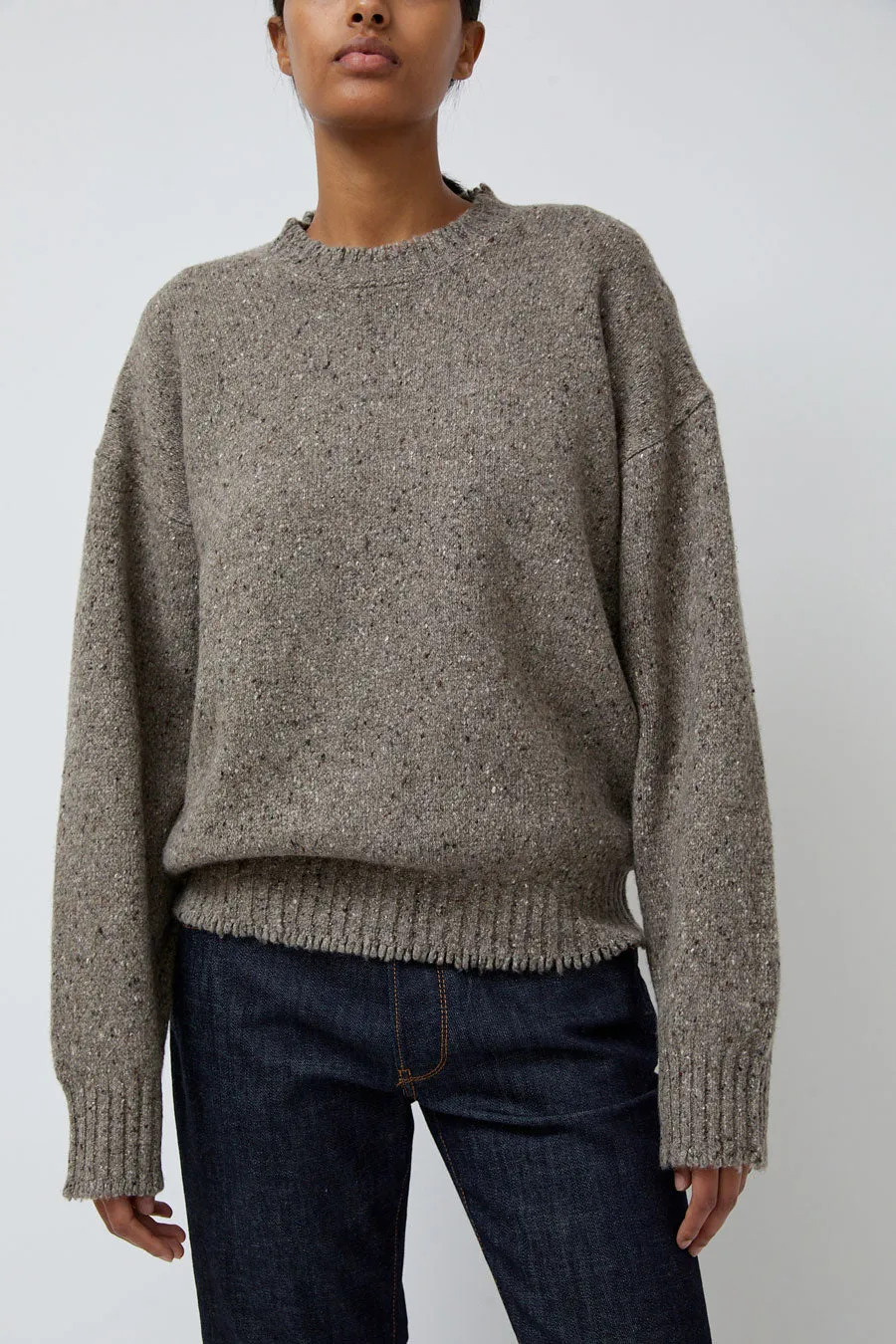 6397 Crewneck Wool Sweatshirt in Grey and Brown sold by No. 6