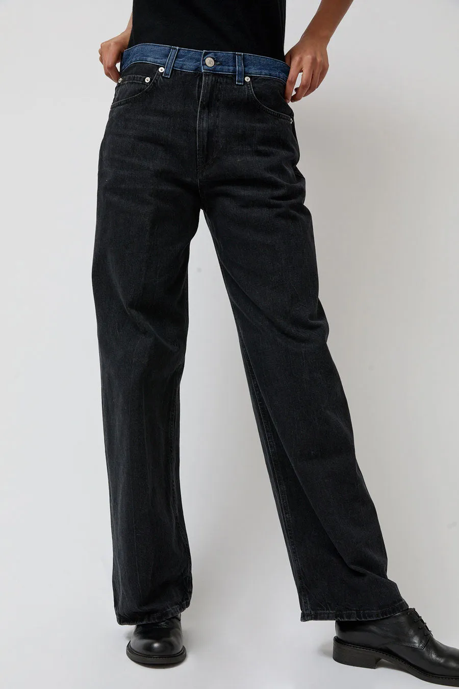 6397 Contrast WB Wide Jean in Rugged Overdye Black sold by No. 6