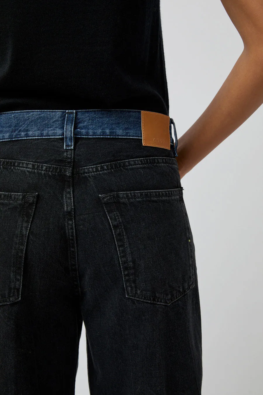 6397 Contrast WB Wide Jean in Rugged Overdye Black sold by No. 6 product image thumbnail 3