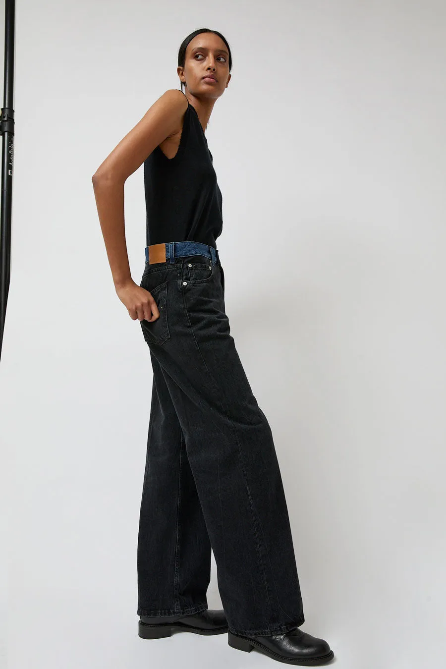 6397 Contrast WB Wide Jean in Rugged Overdye Black sold by No. 6 product image thumbnail 2