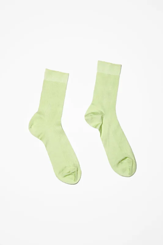 Maria La Rosa Silk Ribbed Ankle Socks in Baccello sold by No. 6