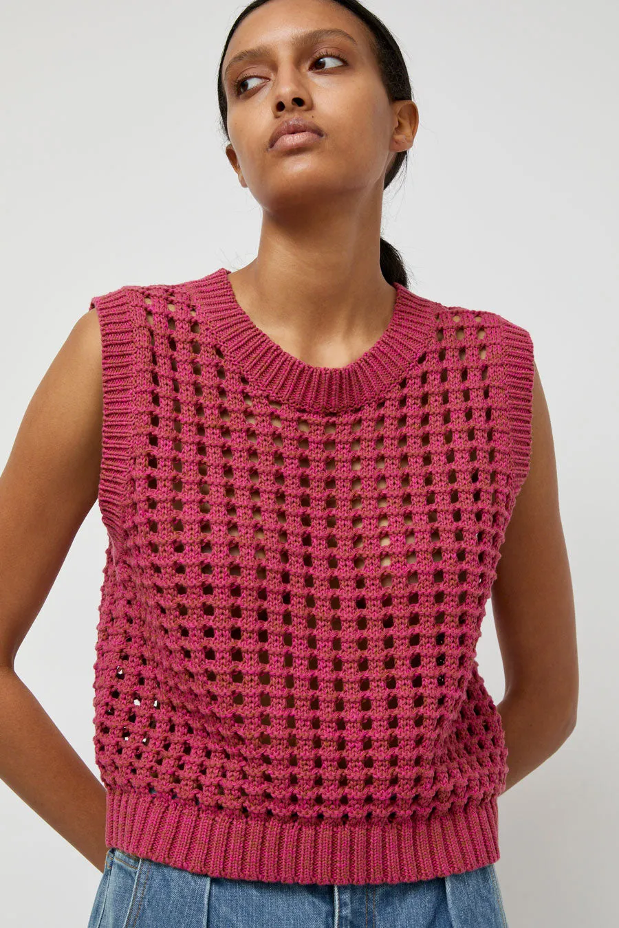 No.6 Reed Tank in Pink and Brown sold by No. 6