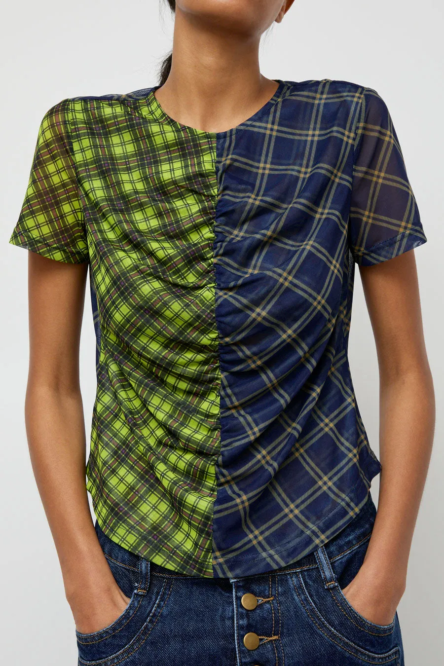 No.6 Tara Top in Navy Plaid Combo sold by No. 6 product image thumbnail 5