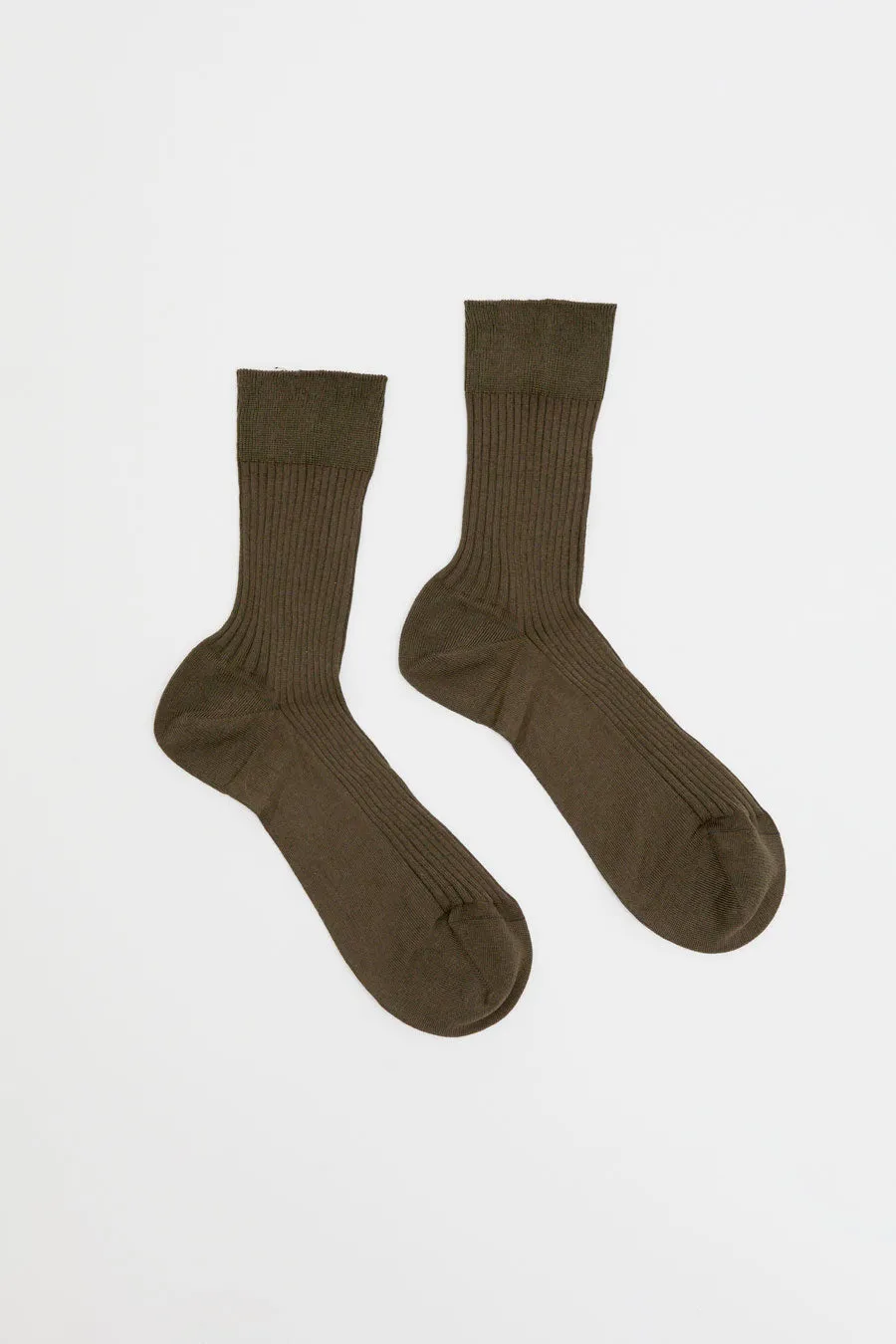 Maria La Rosa Ribbed Mid Calf Bio Cotton Socks in Military sold by No. 6 product image thumbnail 2