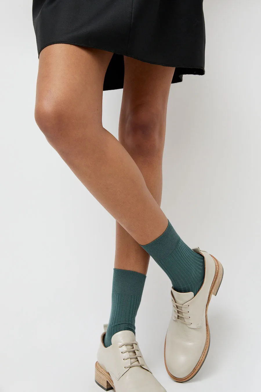 Maria La Rosa Ribbed Mid Calf Bio Cotton Socks in Rosemary sold by No. 6 product image thumbnail 4