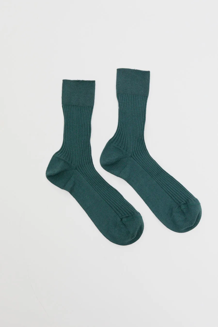 Maria La Rosa Ribbed Mid Calf Bio Cotton Socks in Rosemary sold by No. 6