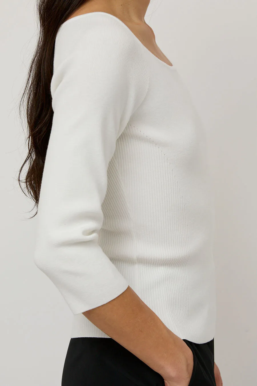 Amomento Scoop Neck Knit Top in White sold by No. 6 product image thumbnail 4