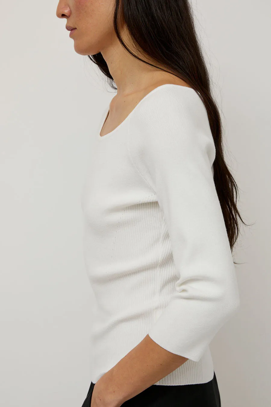 Amomento Scoop Neck Knit Top in White sold by No. 6 product image thumbnail 3