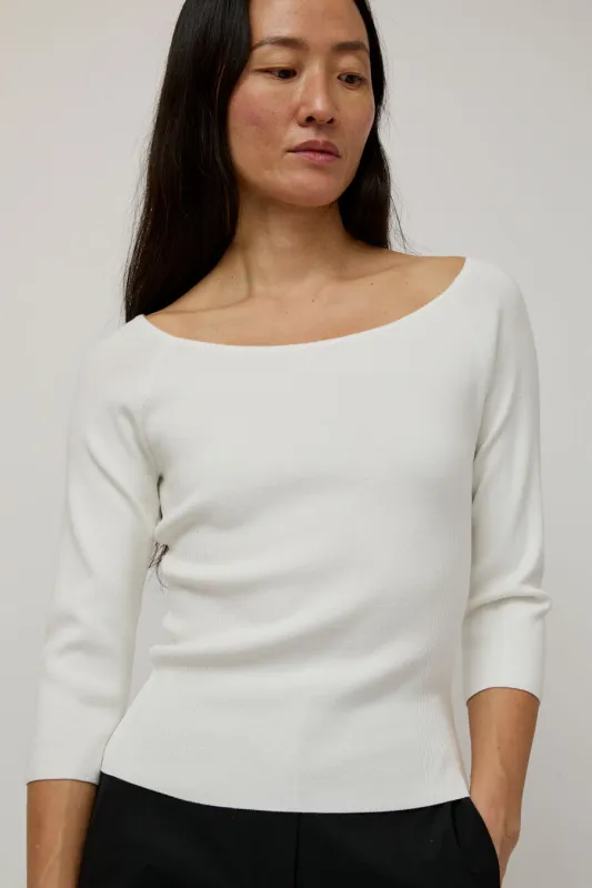 Amomento Scoop Neck Knit Top in White sold by No. 6