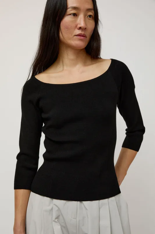 Amomento Scoop Neck Knit Top in Black sold by No. 6