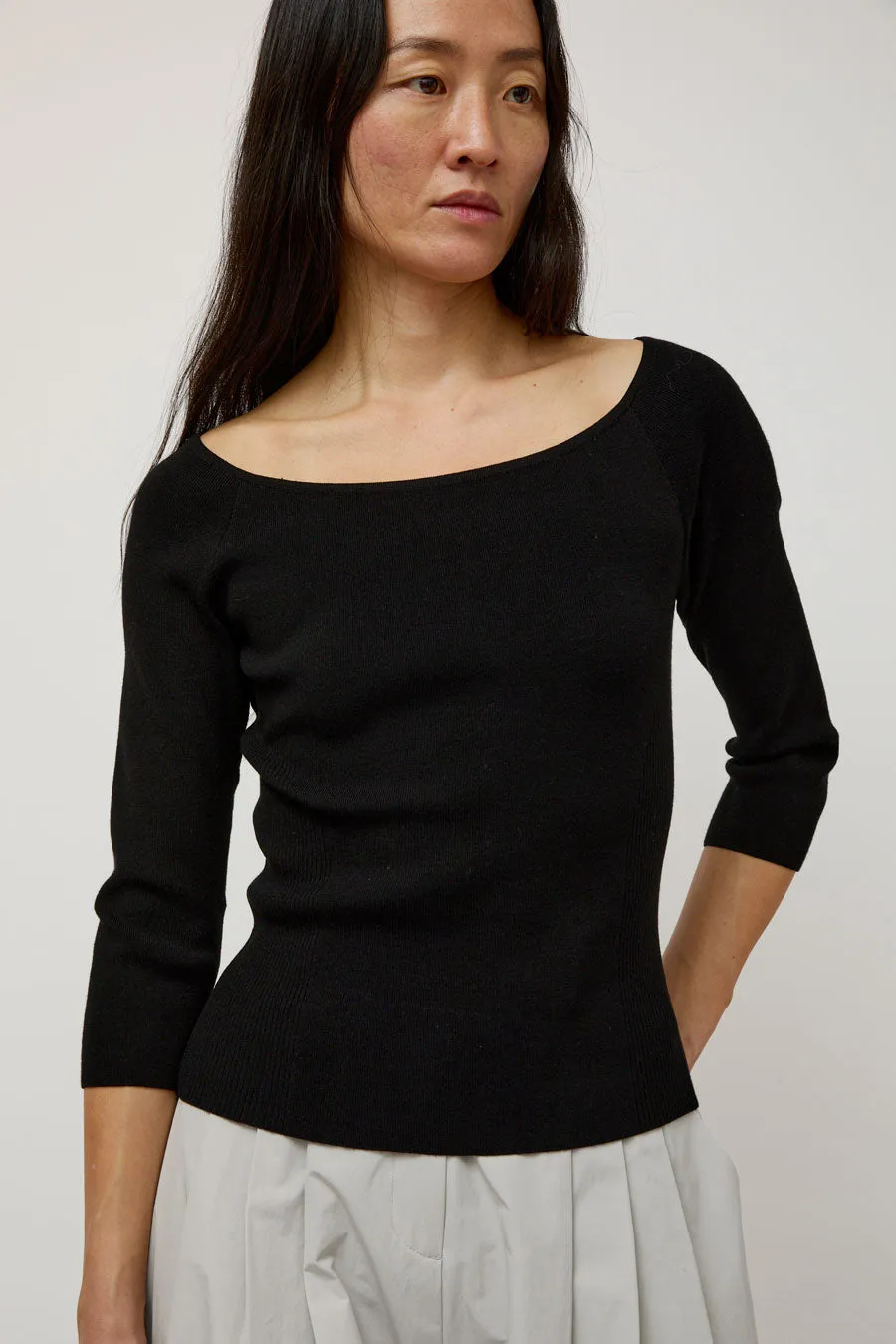 Amomento Scoop Neck Knit Top in Black sold by No. 6