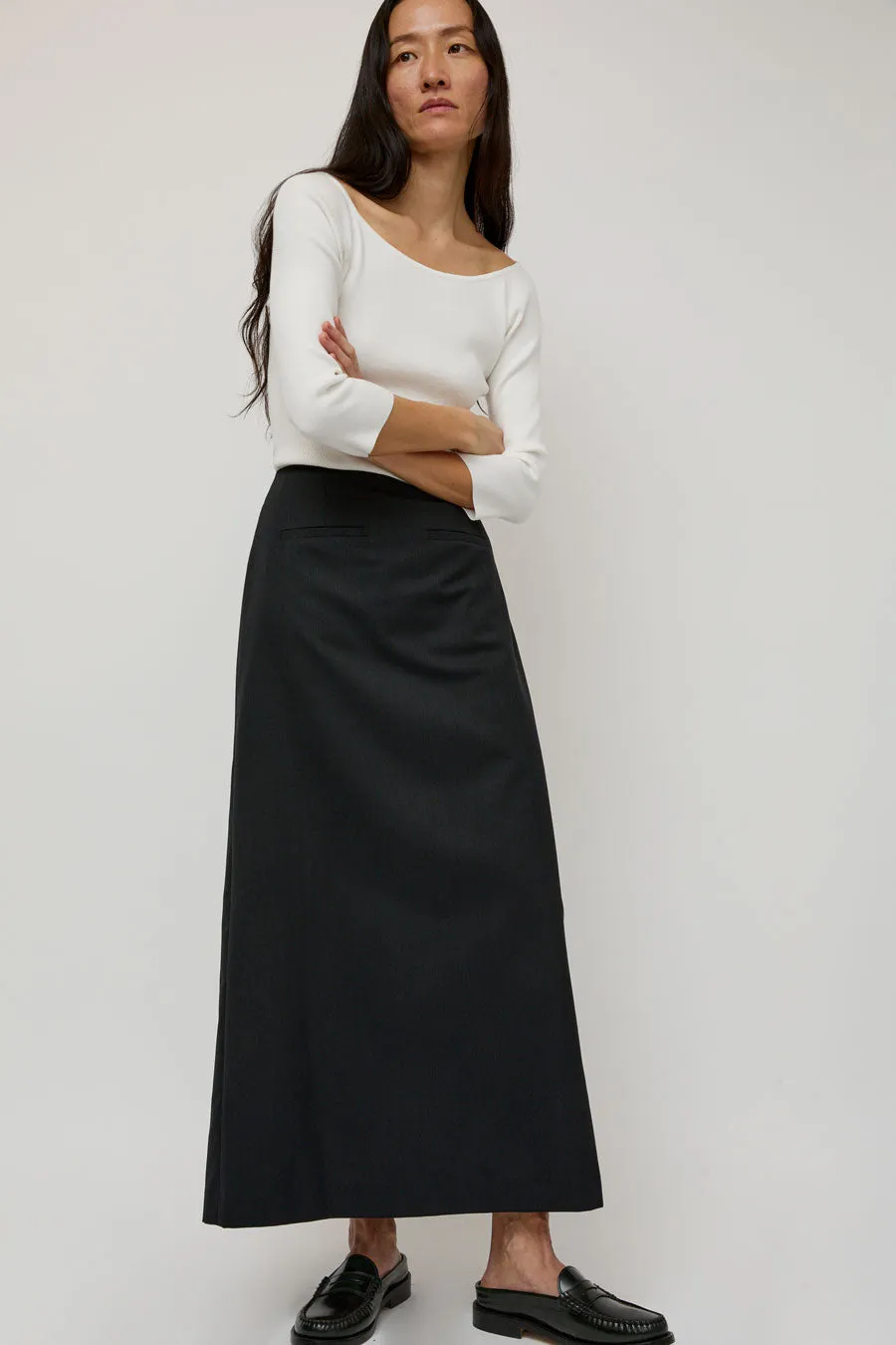 Amomento Stripe Maxi Long Skirt in Black sold by No. 6 product image thumbnail 3