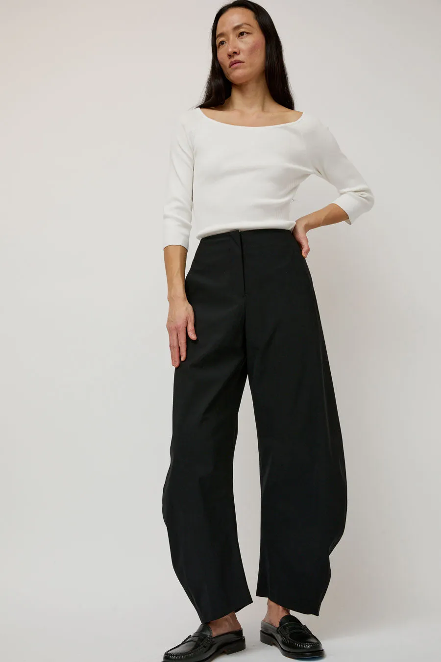 Amomento Curved Silhouette Pants in Black sold by No. 6