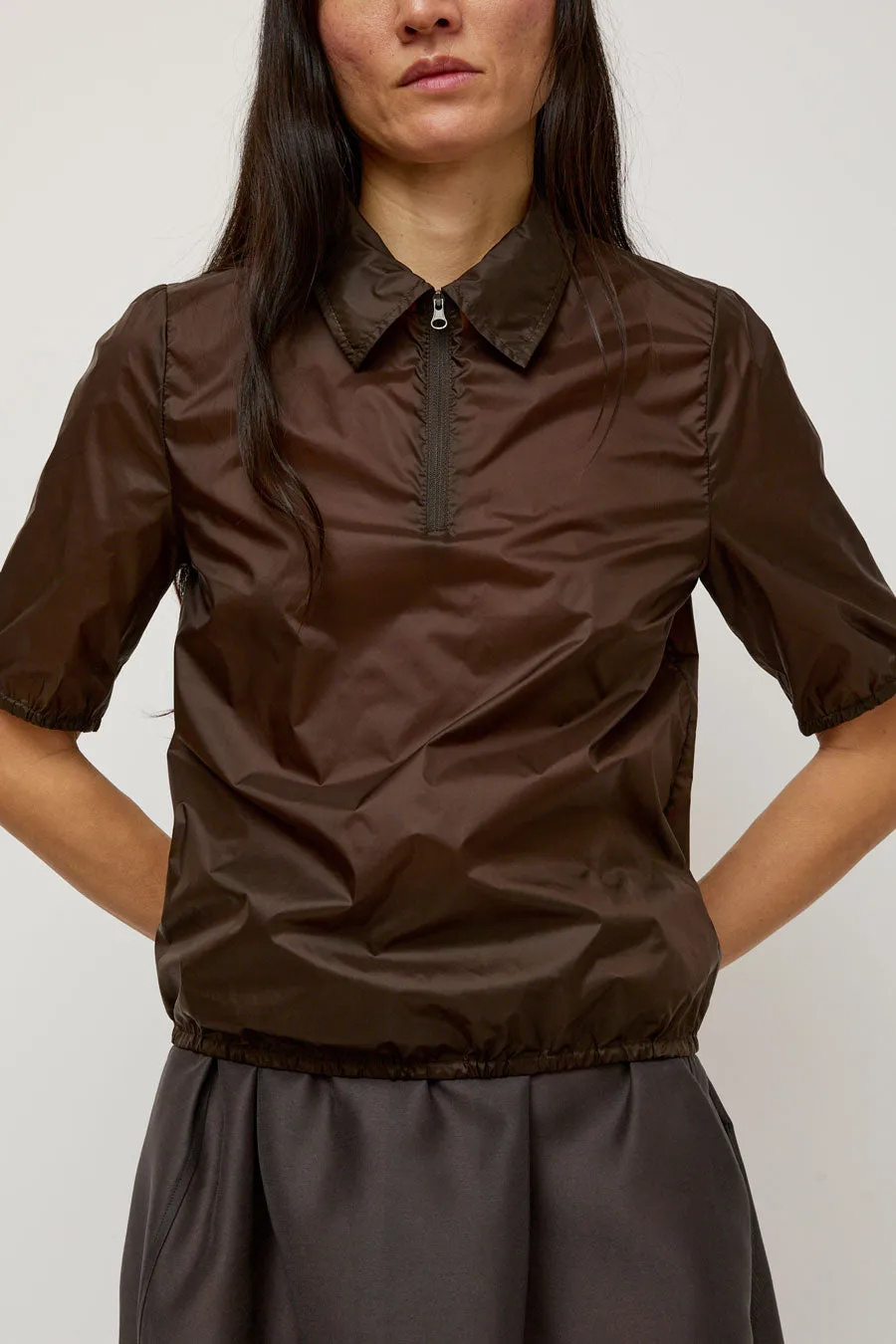 Amomento Sheer Half Zip Up Top in Brown sold by No. 6 product image thumbnail 3