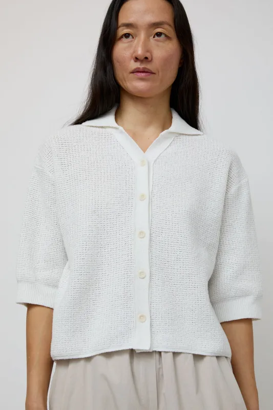 UMARMUNG Linen Boucle Crochet Shirt in White sold by No. 6