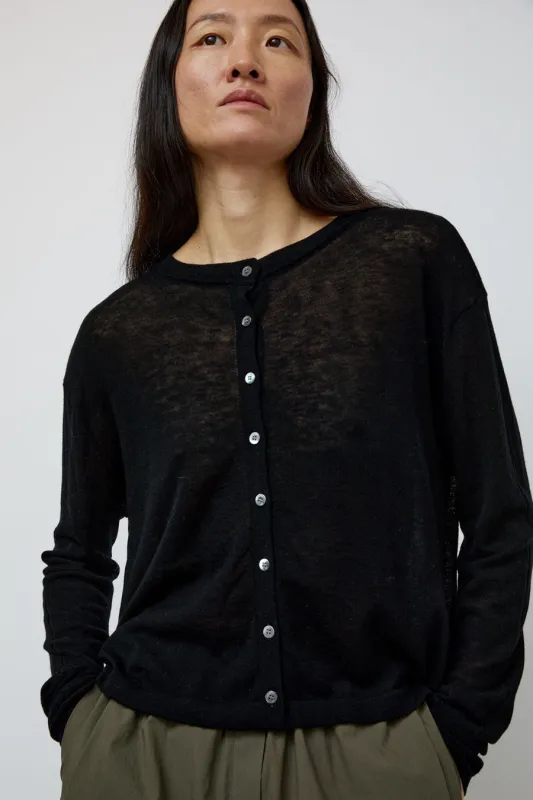 UMARMUNG Weightless Wool Two Way Cardigan in Black made by No. 6
