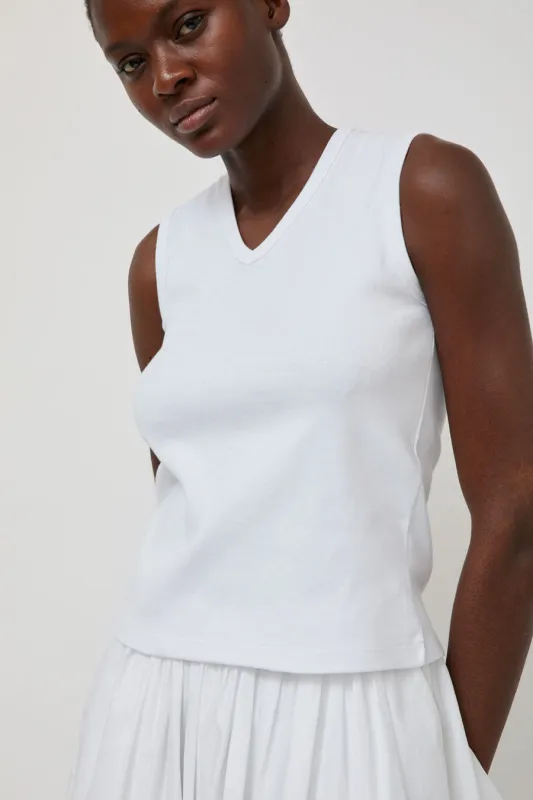 Nothing Written 90's V-Neck Sleeveless Top in White sold by No. 6