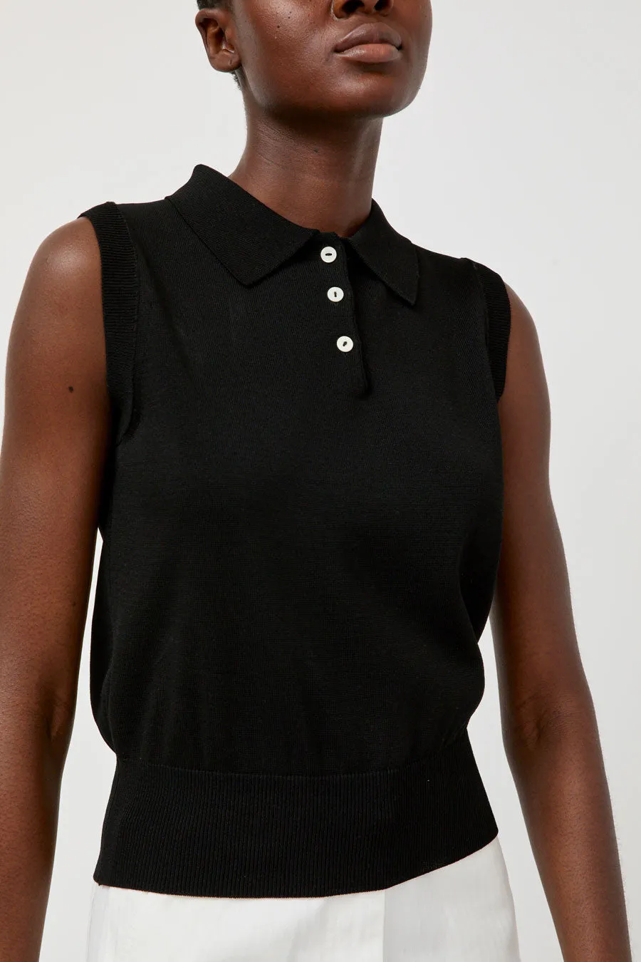 Nothing Written Knit Polo Neck Sleeveless in Black sold by No. 6 product image thumbnail 3