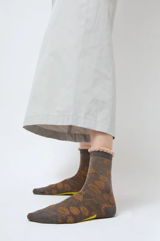 Exquisite J Flower Socks in Olive sold by No. 6