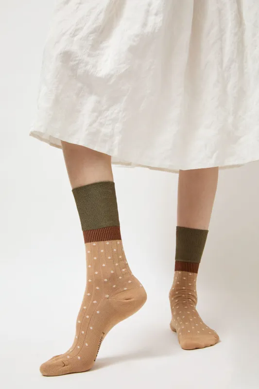 Exquisite J Polka Dot Socks in Mocha sold by No. 6
