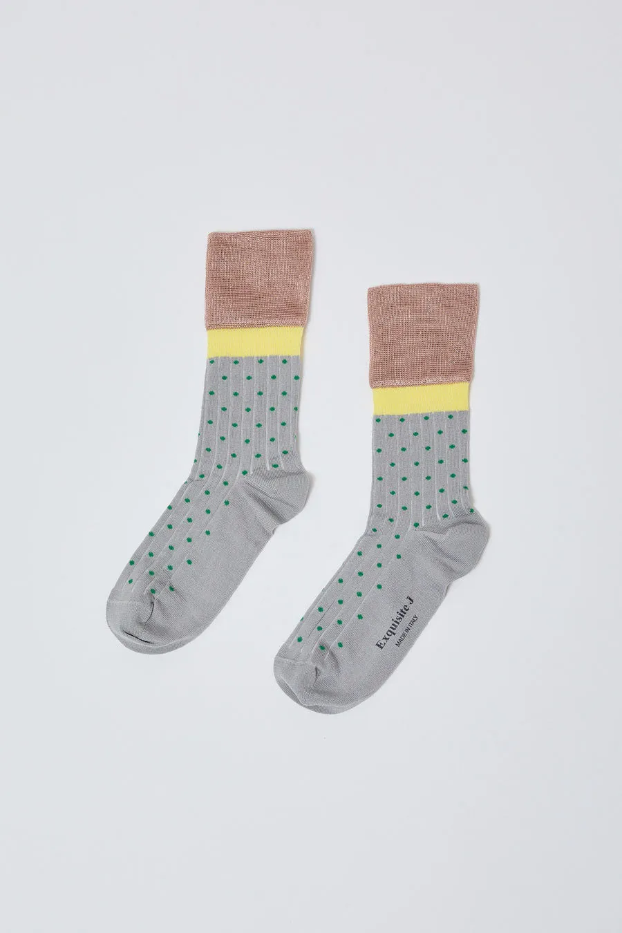 Exquisite J Polka Dot Socks in Grey sold by No. 6