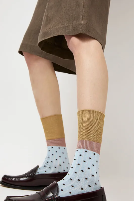 Exquisite J Polka Dot Socks in Sky sold by No. 6
