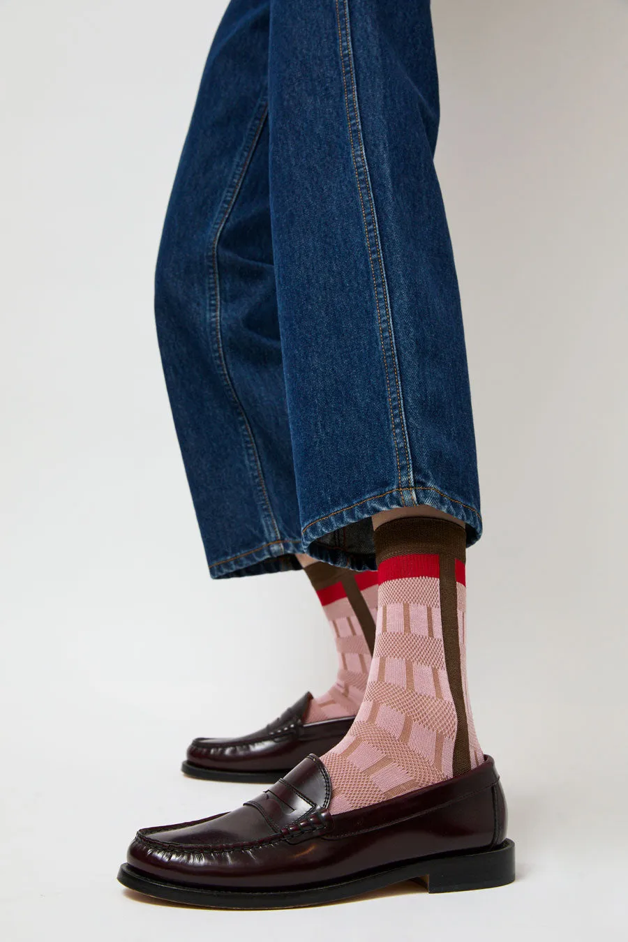 Exquisite J Short Colorblock Socks in Rose sold by No. 6 product image thumbnail 3