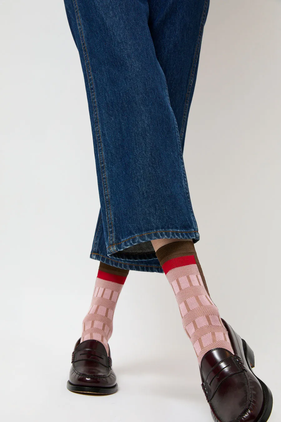 Exquisite J Short Colorblock Socks in Rose sold by No. 6 product image thumbnail 2