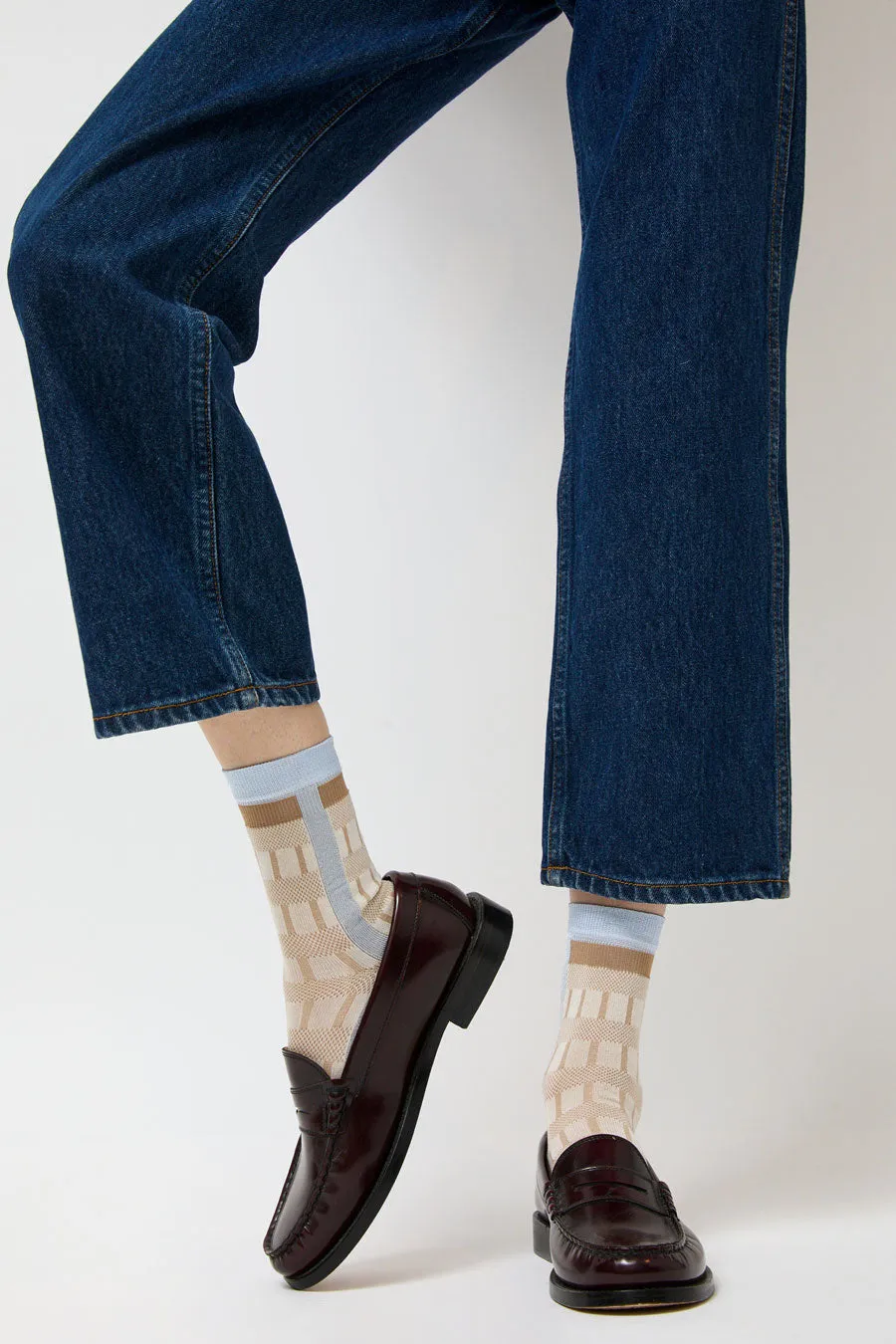 Exquisite J Short Colorblock Socks in Ice sold by No. 6