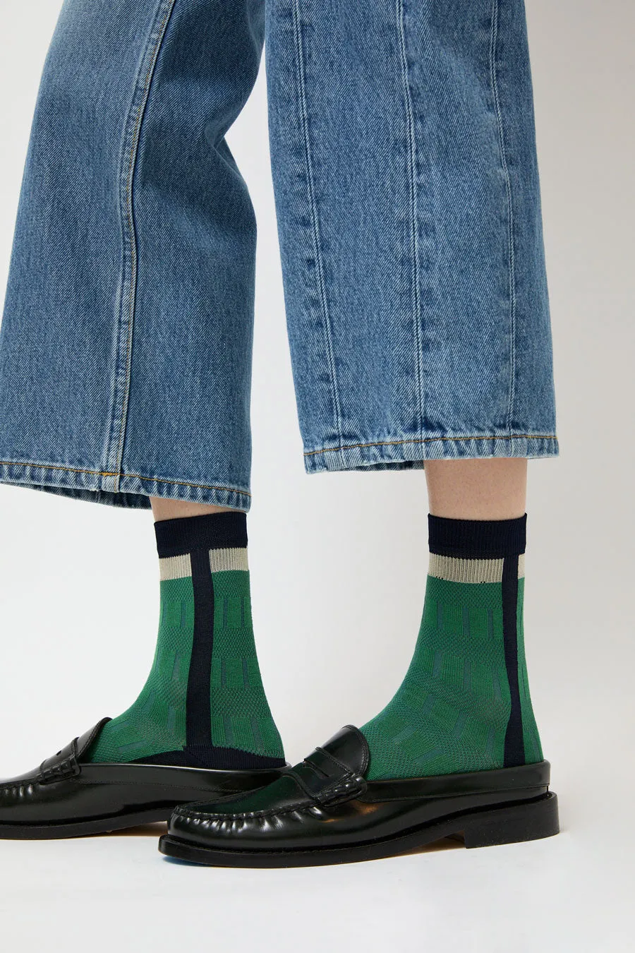 Exquisite J Short Colorblock Socks in Green sold by No. 6