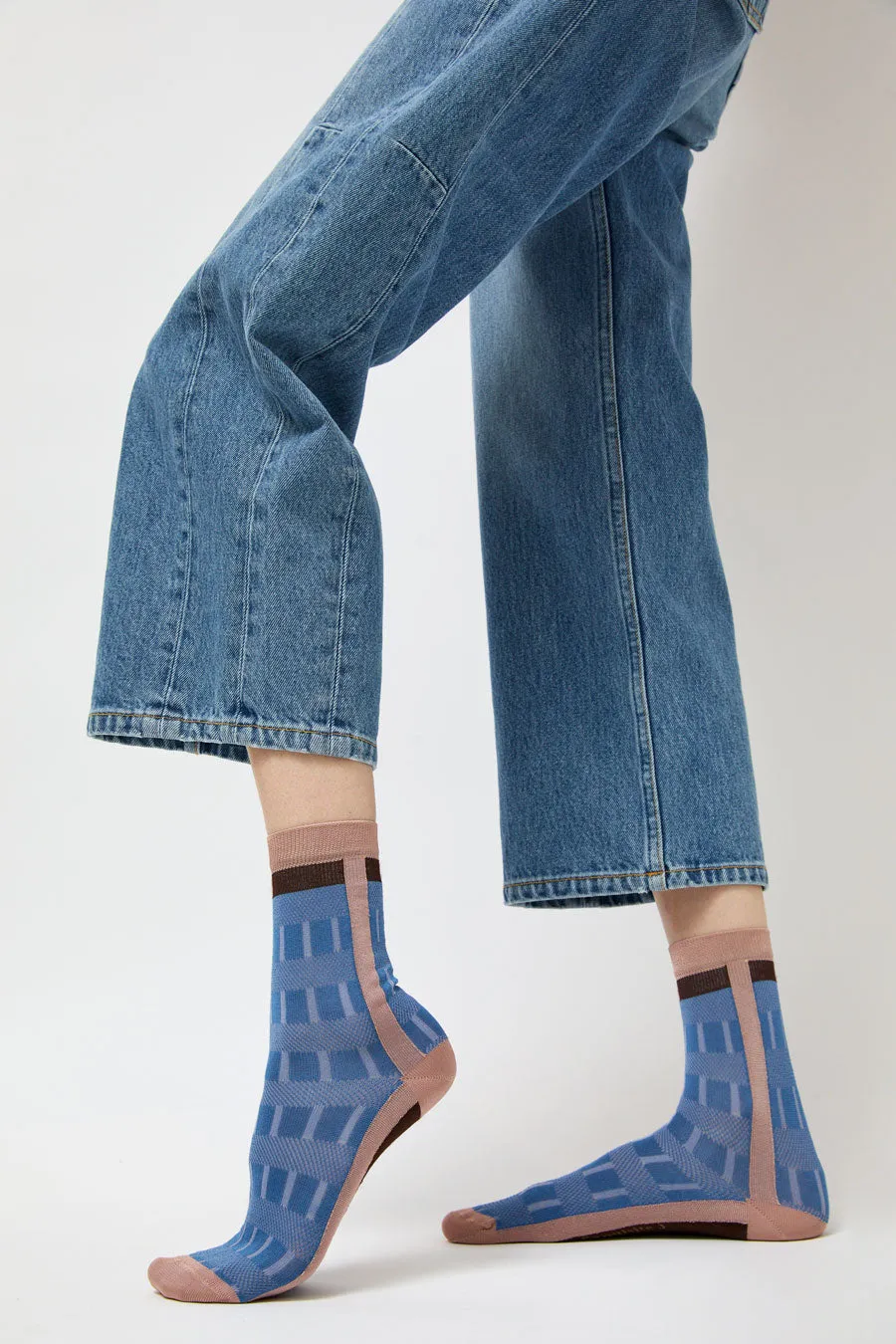 Exquisite J Short Colorblock Socks in Blue sold by No. 6
