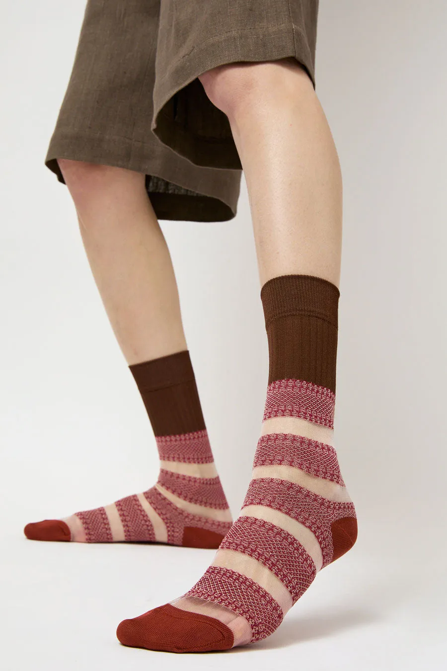 Exquisite J Open Work Stripe Socks in Rust sold by No. 6 product image thumbnail 5