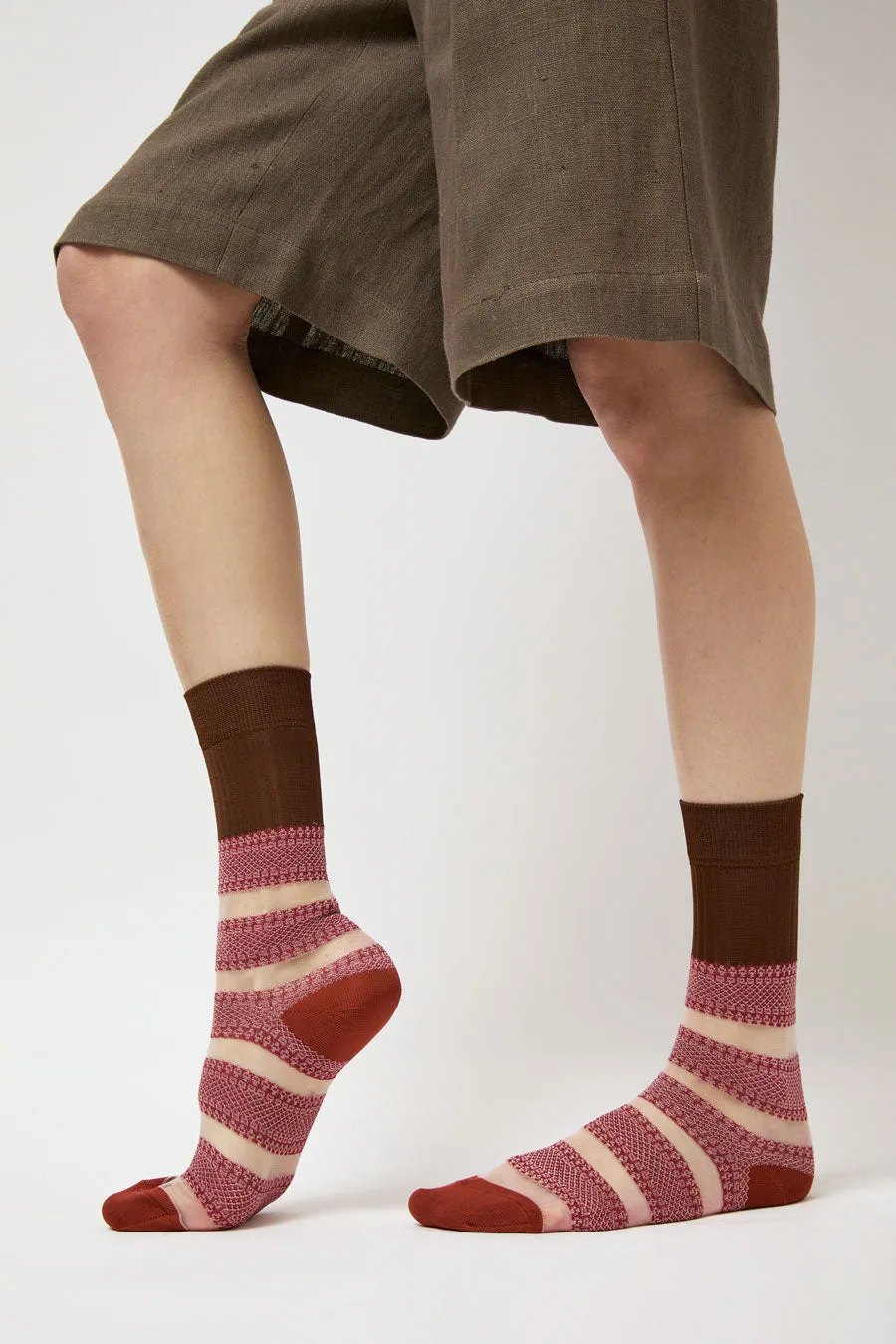 Exquisite J Open Work Stripe Socks in Rust sold by No. 6 product image thumbnail 4