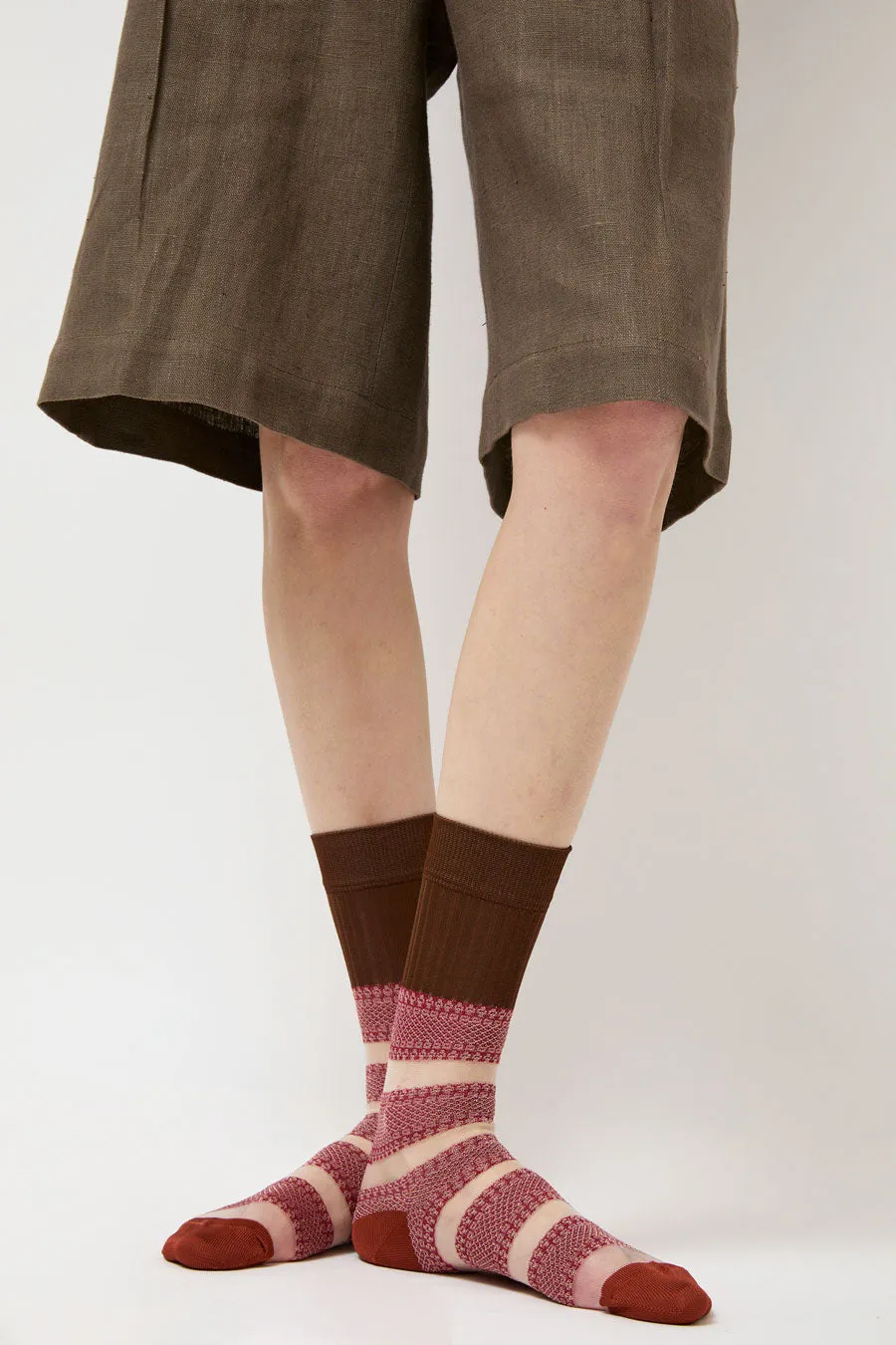 Exquisite J Open Work Stripe Socks in Rust sold by No. 6 product image thumbnail 2