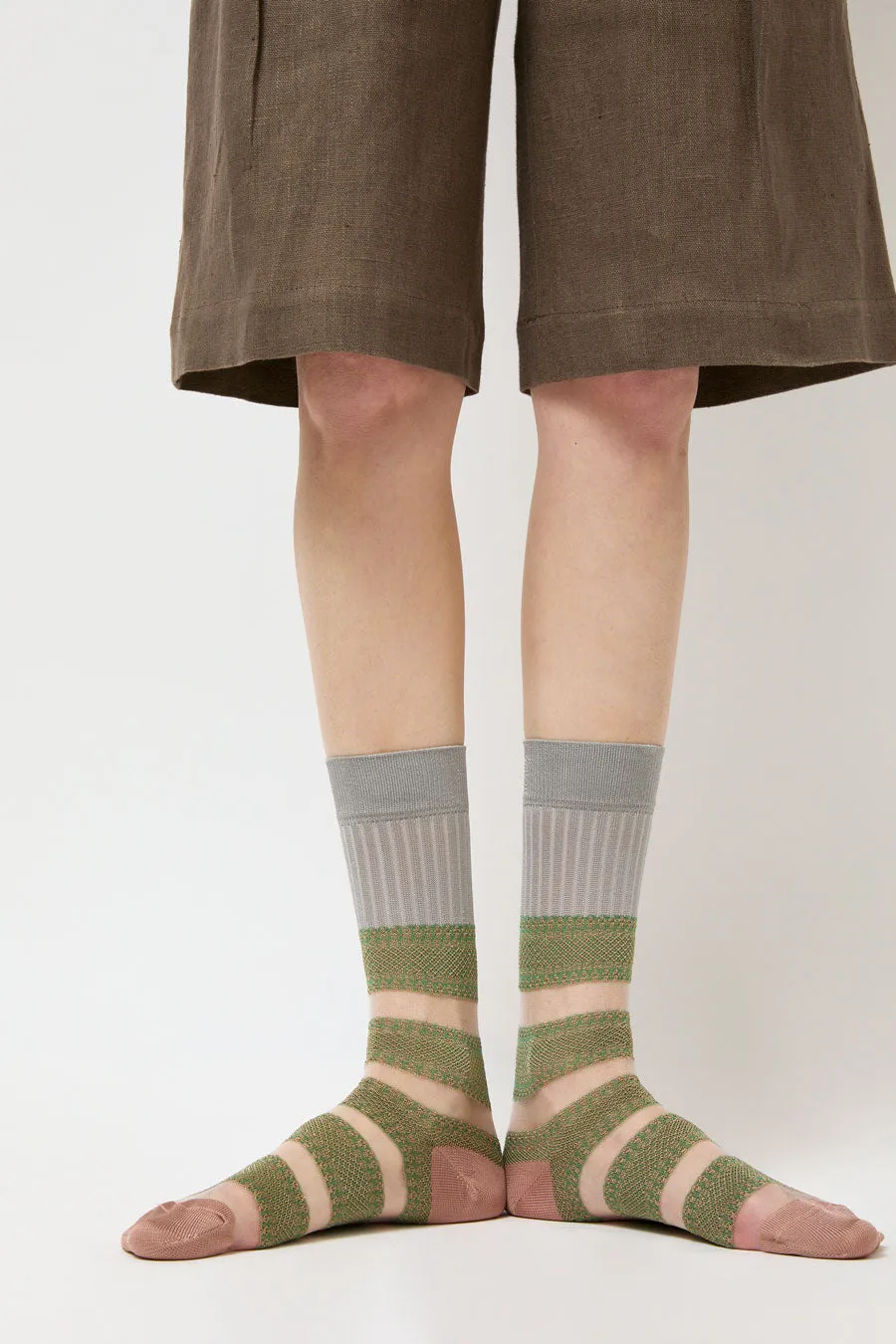 Exquisite J Open Work Stripe Socks in Green sold by No. 6 product image thumbnail 3