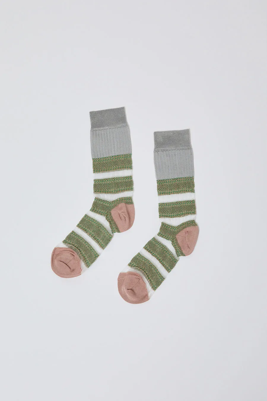 Exquisite J Open Work Stripe Socks in Green sold by No. 6 product image thumbnail 2