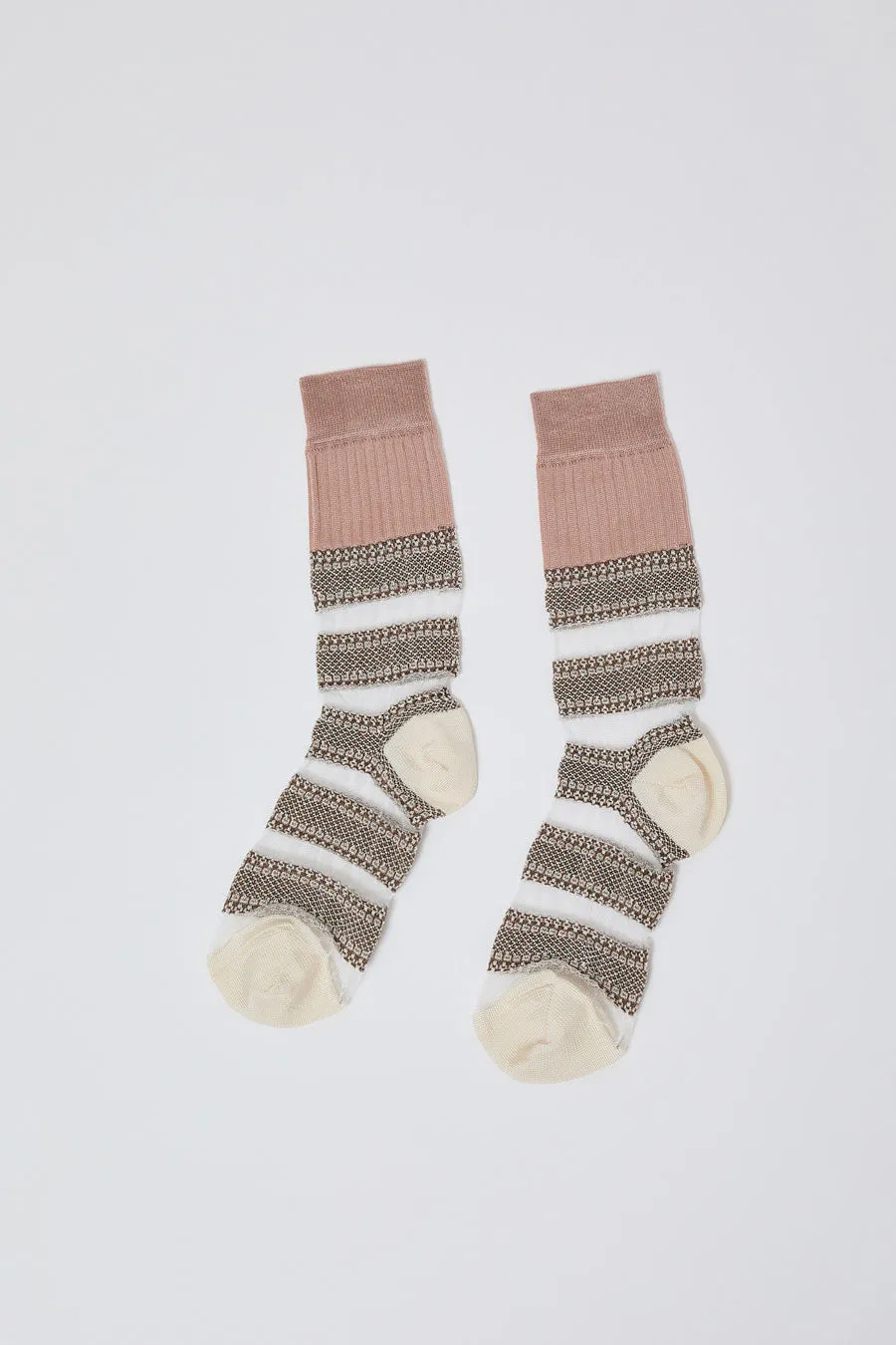 Exquisite J Open Work Stripe Socks in Blush sold by No. 6 product image thumbnail 2